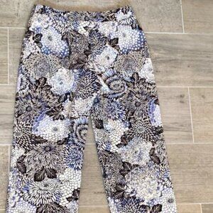 Talbots Petite Stretch Blue & White Floral Crop Pant